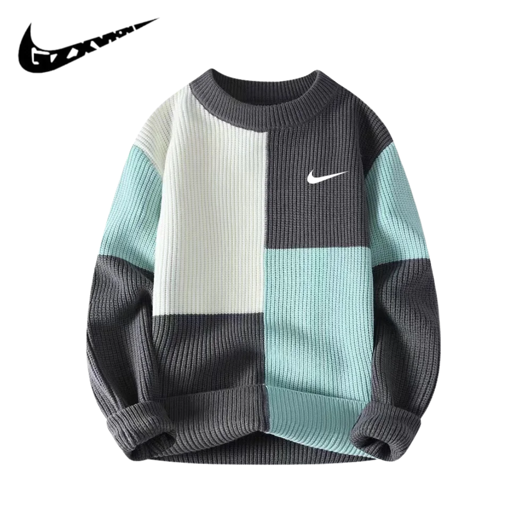 NK - Pull Homme Tendance Ample en Tricot Colorblock