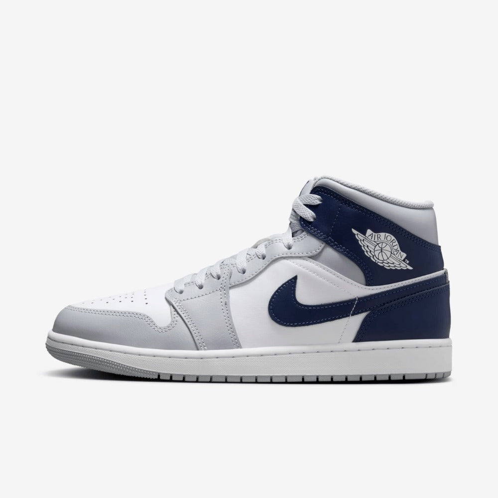 Jordan 1 Mid Gris Loup Bleu Marine Minuit
