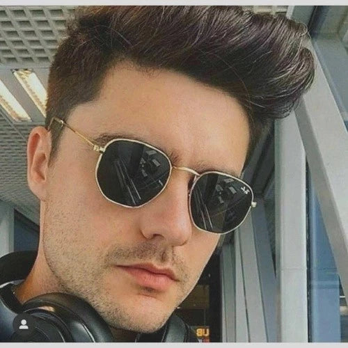 Lunettes de Soleil Hexagonales RB Unisexe avec Protection UV400 + Étui en Cuir Synthétique