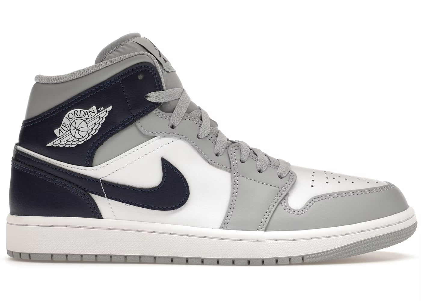 Jordan 1 Mid Gris Loup Bleu Marine Minuit